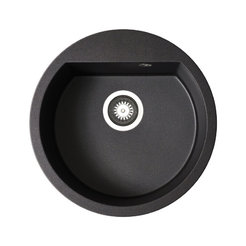 Единична мивка за кухня от граниксит кръгла ф51см, сифон ф92мм, цвят карбон, Alazia