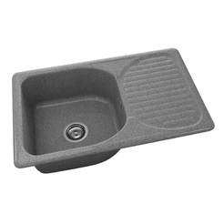 Küchenspüle mit Arbeitsplatte links/rechts 80 x 49cm, Granit, Space Grey