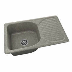 Küchenspüle mit links/rechts Arbeitsplatte 80 x 49cm, Granit, Tweed