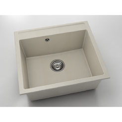 Kitchen sink with overflow 51 x 56 cm, fat granite, beige