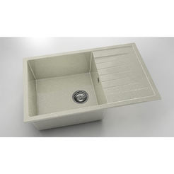 Kitchen sink with left / right top 80 x 49 cm, granite, Silver Stone