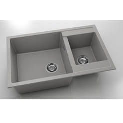 Küchenspüle mit zwei Becken 80 x 49cm, Granit, grau