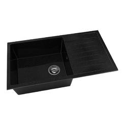 Кухненска мивка с ляв/десен плот 90 х 49см, граниксит, Galaxy Black