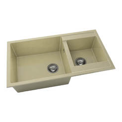Kitchen sink with two sinks and overflow 90 x 49 cm, granite, Magnifico