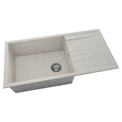 Кухненска мивка с ляв/десен плот 95 х 49см, фатгранит, светлобежов