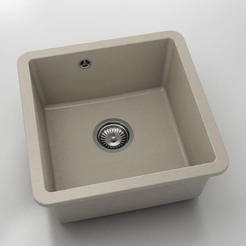 Кухненска мивка за долно вграждане 46 х 46см, фатгранит, тъмнобежов