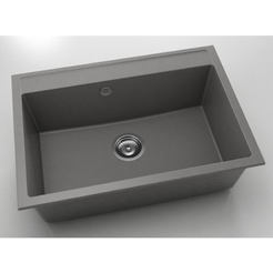Кухненска мивка с преливник 70 х 49см, фатгранит, тъмносив