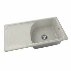 Küchenspüle mit linker Oberseite 90 x 49 cm, Granit, Arktis