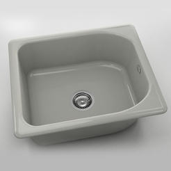 Single kitchen sink 51 x 60 cm, polymer marble, stainless steel
