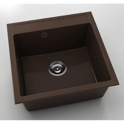 Кухненска мивка 51 х 51см, полимермрамор, тъмно венге