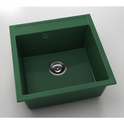 Kitchen sink 51 x 51 cm, polymer marble, green granite