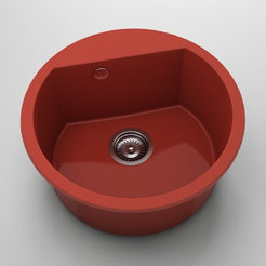 Polymer marble sink f51cm round with side siphon f90 color 14