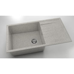 Granixit sink 90 x 49 cm with tin-colored right top