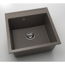 Küchenspüle mit Überlauf 51 x 51cm, Fettgranitfarbe 1010
