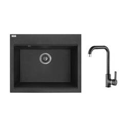 Мойка из полимергранита со смесителем 50x57x20см черная 17791