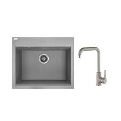 Мойка из полимергранита со смесителем 50x57x20см серая 17790