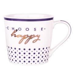 Cup for hot drinks 350ml, porcelain decor Happy