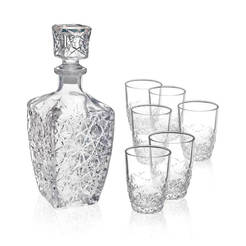 Set of glasses and a bottle for whiskey 7 pieces Dedalo