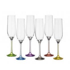 Комплект чаши за шампанско Crystalex Rainbow 190мл, 6 броя
