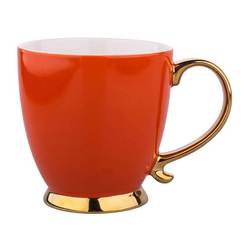 Чаша за топли напитки със златна дръжка и столче, порцеланова 430 мл, оранжева Urban Gold Exotic