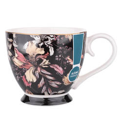 Porcelain cup for hot drinks Black Lilly 350ml, with chair