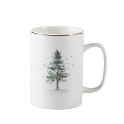 Порцеланова чаша за топли напитки, декор коледно дърво Misty Forest 300 мл