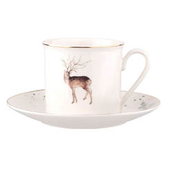 Порцеланова чаша с чинийка за кафе и топли напитки Misty Forest 200 мл