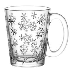 Стъклена чаша за топли напитки Leon 300 мл, декор снежинки