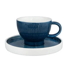 Чаша с чинийка порцеланова Hella Steel blue