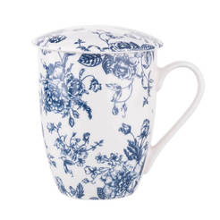 Чаша за чай с филтър и капак порцеланова 300мл светла Elisabeth