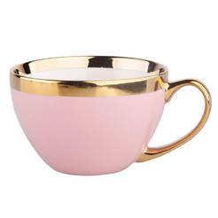 Чаша за топли напитки 400мл, порцелан Aurora gold розова