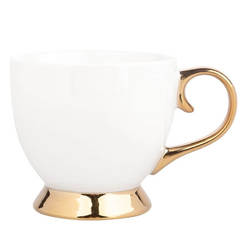 Чашка фарфоровая на стул для горячих напитков 400мл Аврора золото
