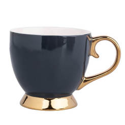 Порцеланова чаша на столче за топли напитки 400мл Aurora gold синя
