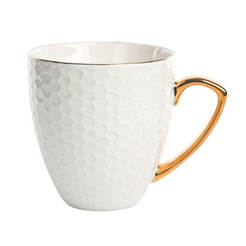 Porcelain cup for hot drinks 430ml gold handle Honey