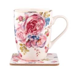 Porcelain cup for hot drinks with a mat 300ml white Scarlet