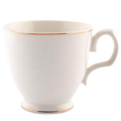 Чаша порцеланова 350мл екрю и златен кант MARIA PAULA