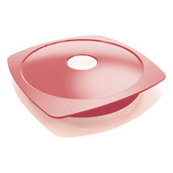 Plastic plate with lid - Adult, red
