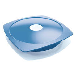 Plastic plate with lid - Adult, blue