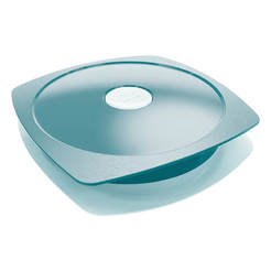 Plastic plate with lid - Adult, turquoise