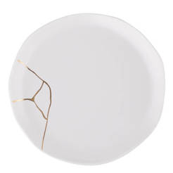 Десертна чиния 18см порцелан бяла със златни елементи Magnific