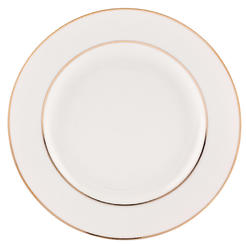 Фарфоровая десертная тарелка 17 см, цвет экрю, с золотой каймой. Мария Паула.