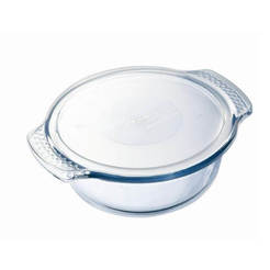 Стъклена тенджера за фурна, кръгла с капак 32 х 27 х 14см, 4.9л Pyrex