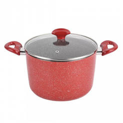Tiefer Kochtopf 24 cm/5,9 l, Marmoroptik, rot, 554418A24D, VOLTZ