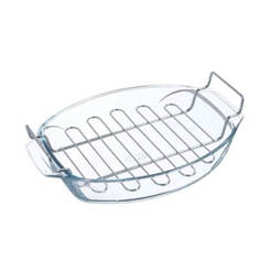 Oval grill oven tray glass with handles 39 x 27 x 9 cm, 4 l Pyrex