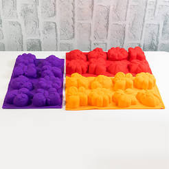 Muffin tins 8pcs/17x29cm silicone flowers and butterflies I02-18299