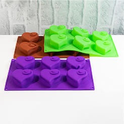 Muffin tins 6pcs/17x29cm silicone hearts I02-18295
