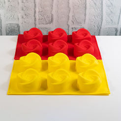 Muffin tins 6pcs/29x17cm silicone roses I02-18292