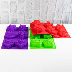 Muffin tins 6pcs/17x29cm silicone roses I02-18297