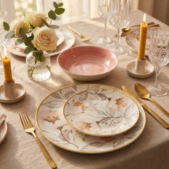 Сервиз за хранене 18 части Marigold розови цветя