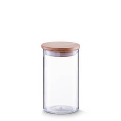 Стъклен буркан за съхранение 1л, ф10.5 х 17.5см, с бамбуков капак